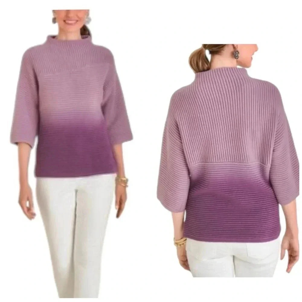 CHICO’S | Women’s Violet Ombre Mock-Neck Pullover Sweater Size 2P (LP)